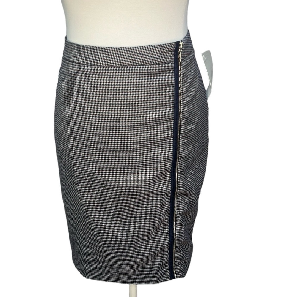 Susina Houndstooth Zipper Skirt Gray